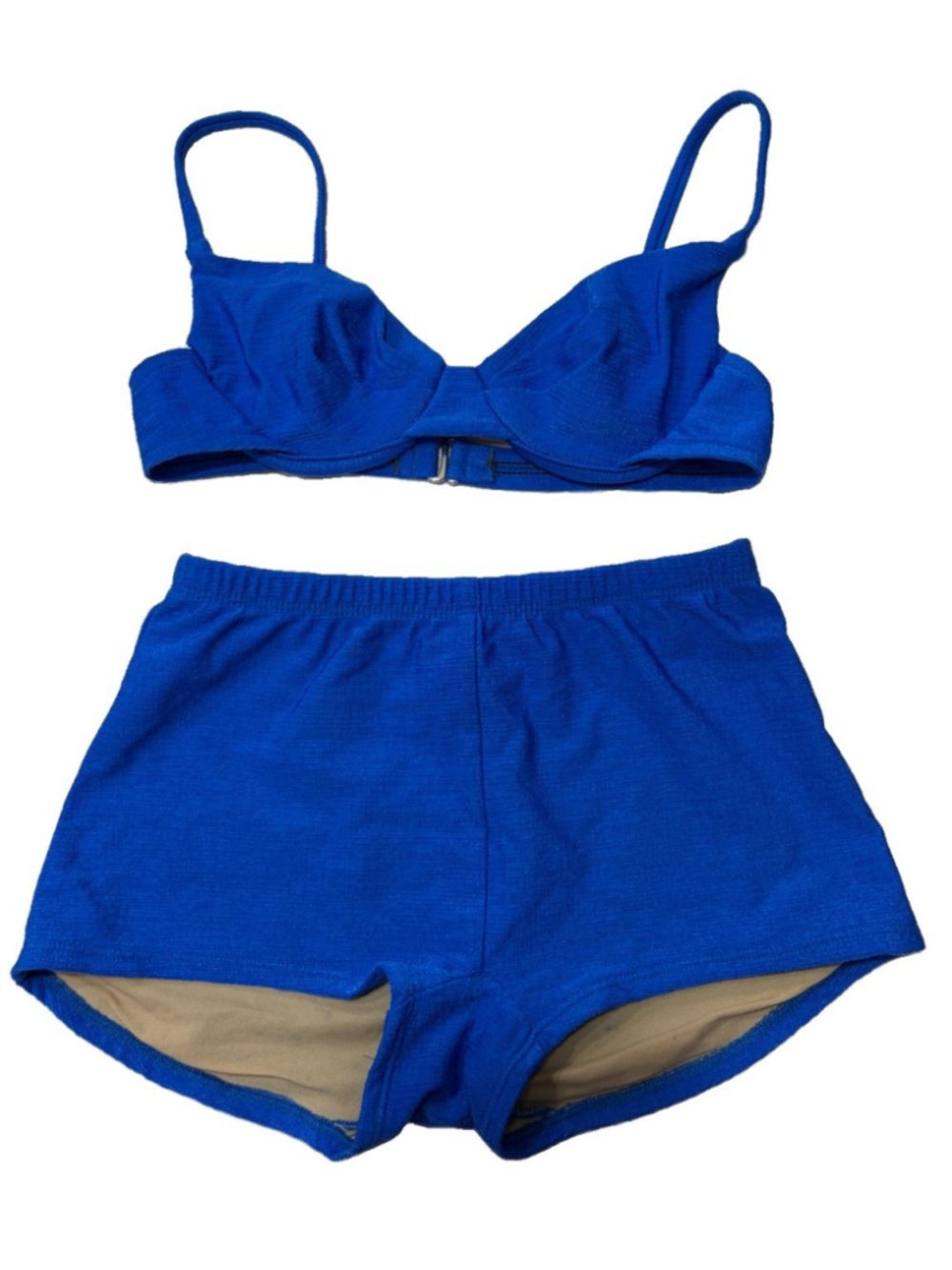 Jantzen Blue High Waisted Bikini Swimsuit Underwire Two Piece Boyshort Size S